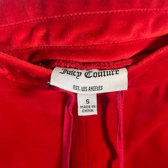 Juicy Couture Woman's Red Velour Track Pants - Picture 2 of 3